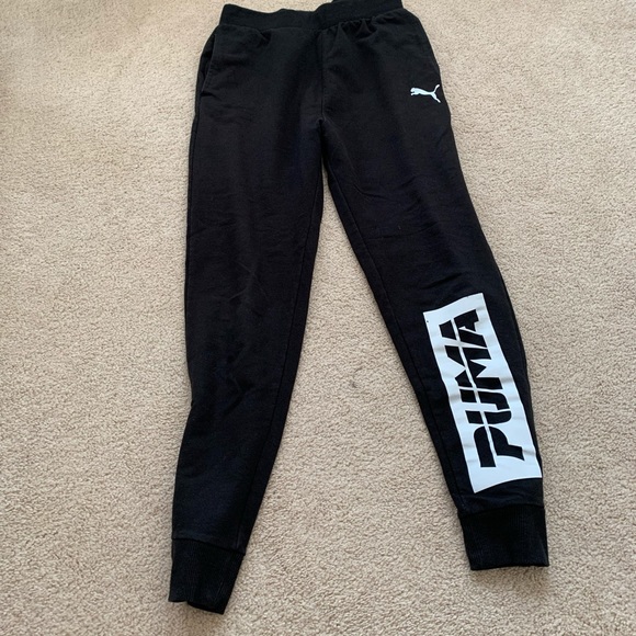 Boys Black Puma Sweatpants - Picture 1 of 4